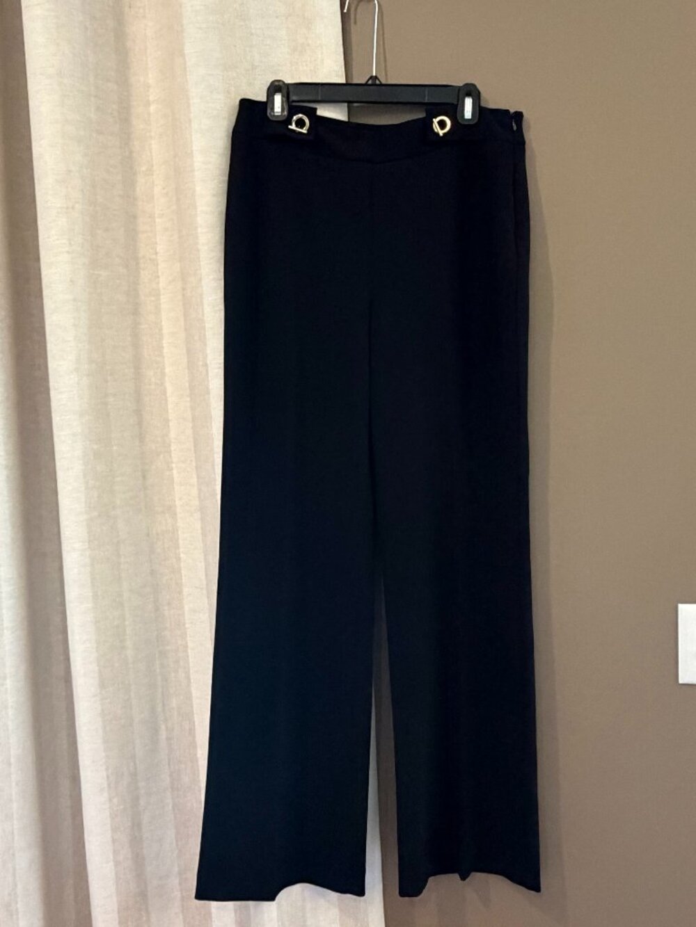 INC International Concepts Black Dress Pants Gold Straight Leg, Size 10